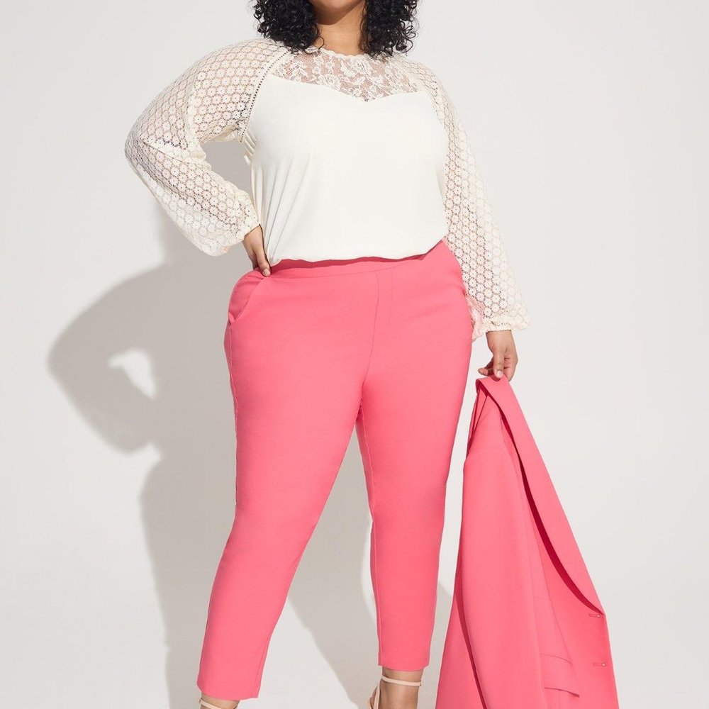Torrid | NWT Georgette Lace Mix Sleeve Top | Ivory/Off-White | Size 4x